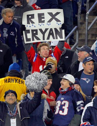 Ha! Some Pats' fans reference Jets coach Rex Ryan's emotional moment